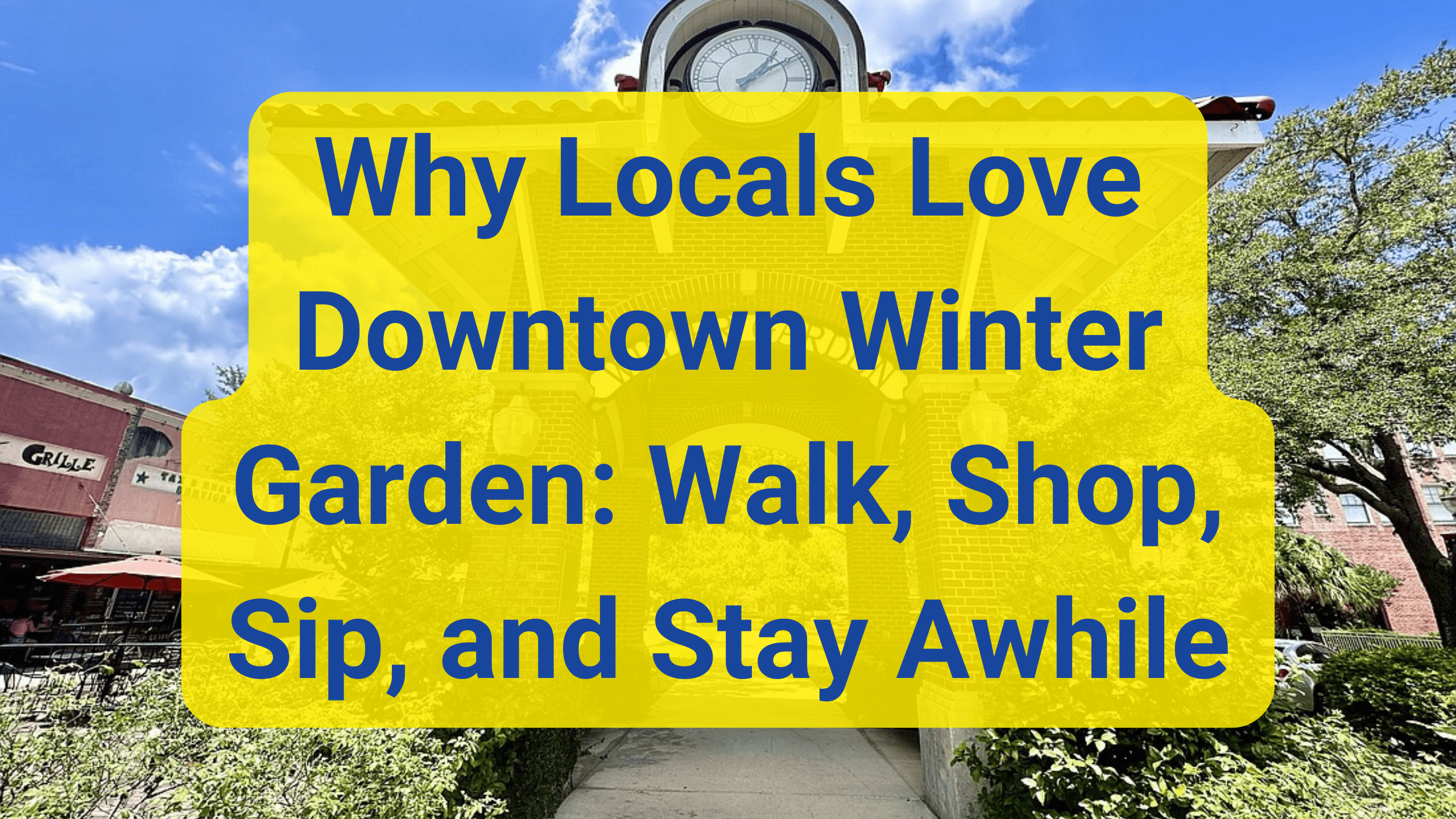 Explore the charm of Downtown Winter Garden—where locals stroll brick-lined streets, sip craft coffee, shop unique boutiques, and soak up small-town magic just minutes from Disney.